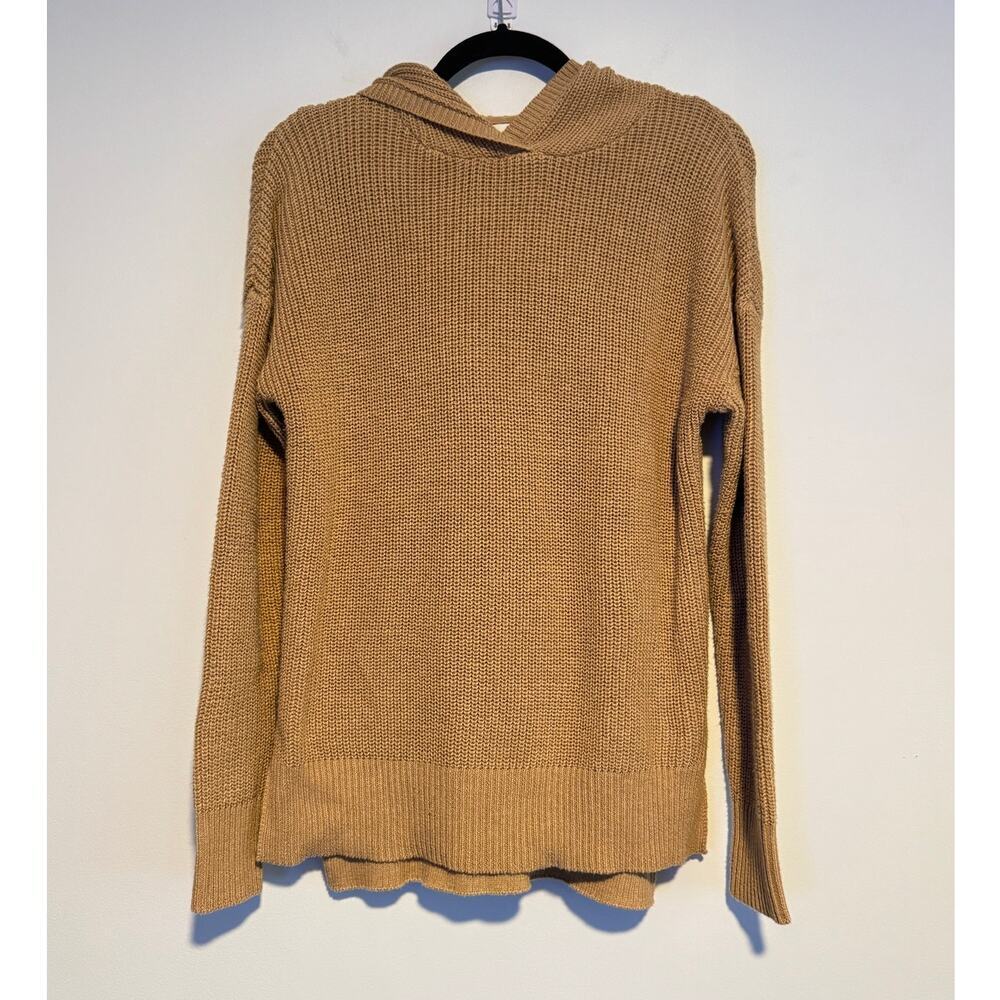 Cynthia Rowley WOmens Tan Hooded Pullover‎ Sweater Preppy Normcore SIZE M
